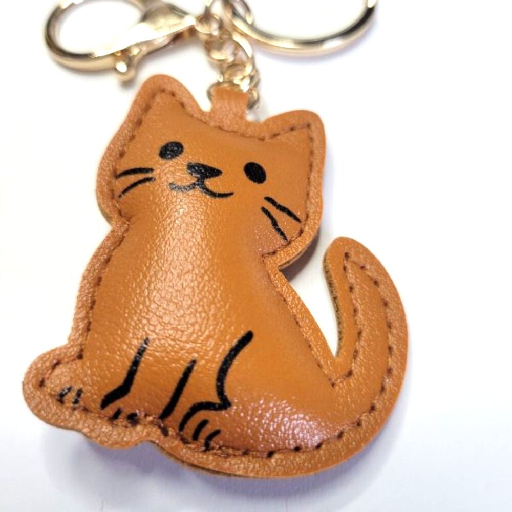 NWT Cute Cat Keychain Bag Charm For Your Purse Purrfect Gift! Orange and Gold! - Picture 3 of 3